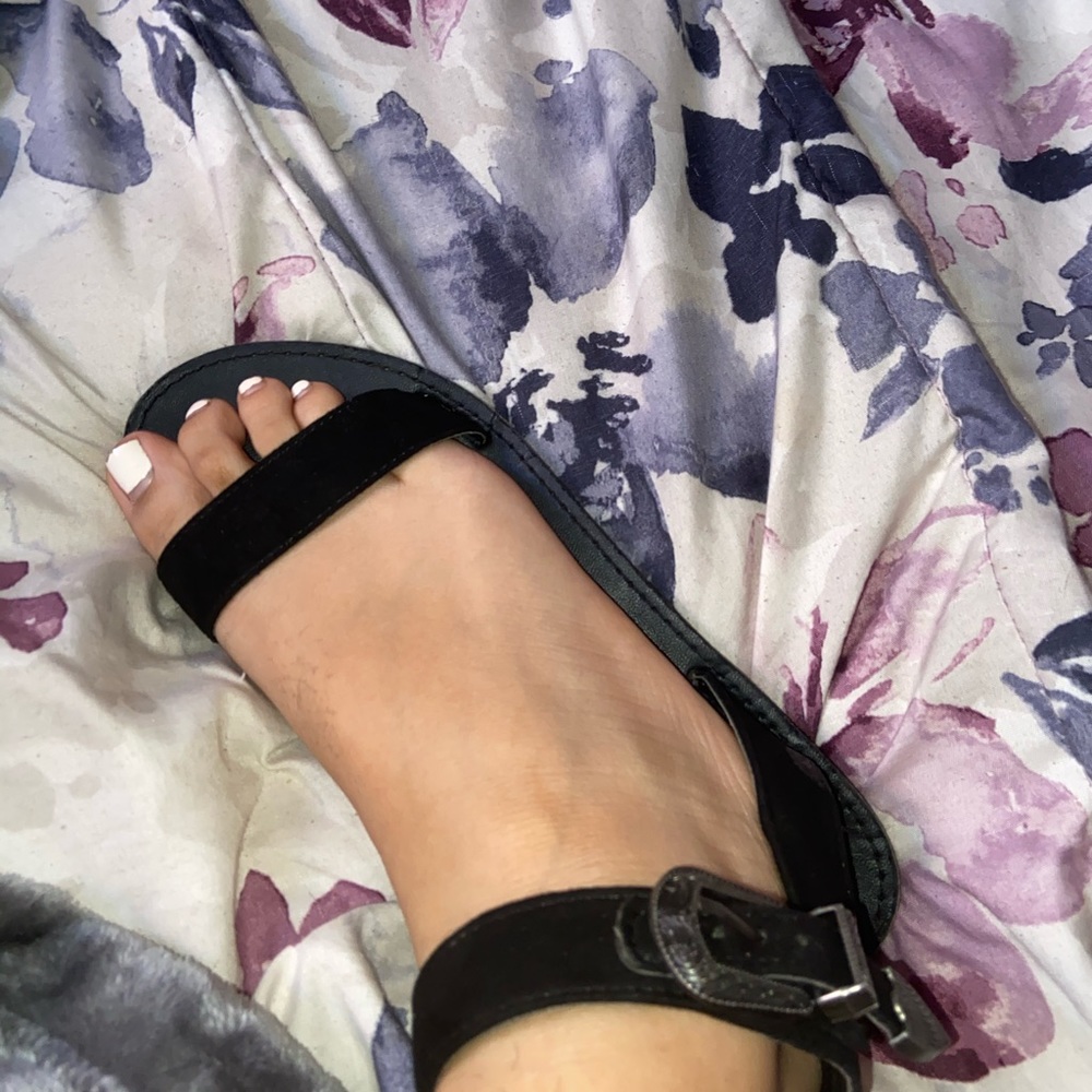 Black buckle sandals